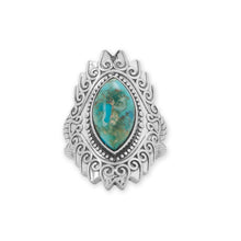 Load image into Gallery viewer, Oxidized Marquise Dot and Swirl Design Turquoise Ring
