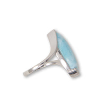 Load image into Gallery viewer, Rhodium Plated Marquise Larimar Ring

