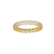 Load image into Gallery viewer, 14 Karat Gold Plated Hexagon CZ Eternity Ring
