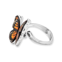 Load image into Gallery viewer, Handcrafted Baltic Amber Monarch Butterfly Ring
