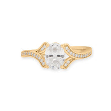 Load image into Gallery viewer, 14 Karat Gold Plated Oval and Pave CZ Ring
