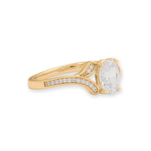 Load image into Gallery viewer, 14 Karat Gold Plated Oval and Pave CZ Ring
