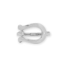 Load image into Gallery viewer, Rhodium Plated CZ Horseshoe Ring
