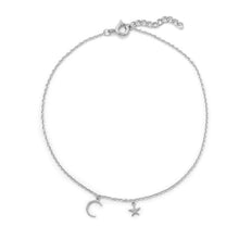 Load image into Gallery viewer, &quot;My Moon and Stars&quot; Rhodium Plated Anklet
