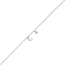 Load image into Gallery viewer, &quot;My Moon and Stars&quot; Rhodium Plated Anklet
