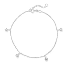 Load image into Gallery viewer, 9&quot;+1&quot; Polished 5 Star Charm Anklet
