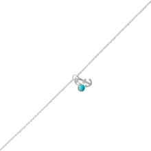Load image into Gallery viewer, 9.25&quot;+.75&quot; Anchor and Turquoise Anklet
