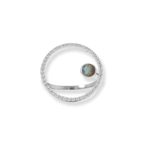 Floating Labradorite Circle Ring