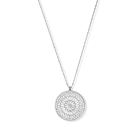 Sterling Silver Flower Disc Necklace