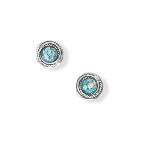 Beautiful Roman Glass Rope Edge Stud Earrings