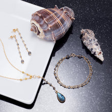 Load image into Gallery viewer, 14 Karat Gold Plated Labradorite Drop Necklace
